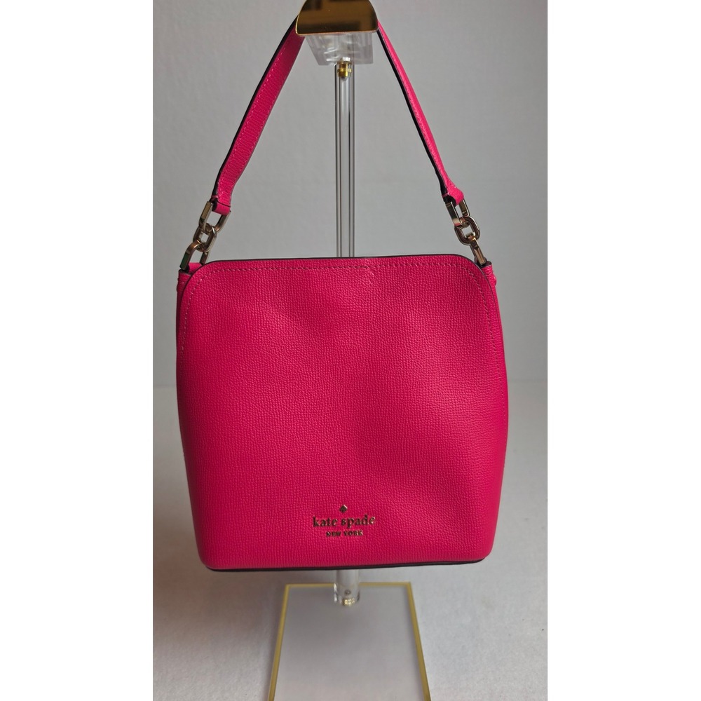 Kate Spade New York Pink Pebbled Leather Bucket Bag Crossbody Handbag